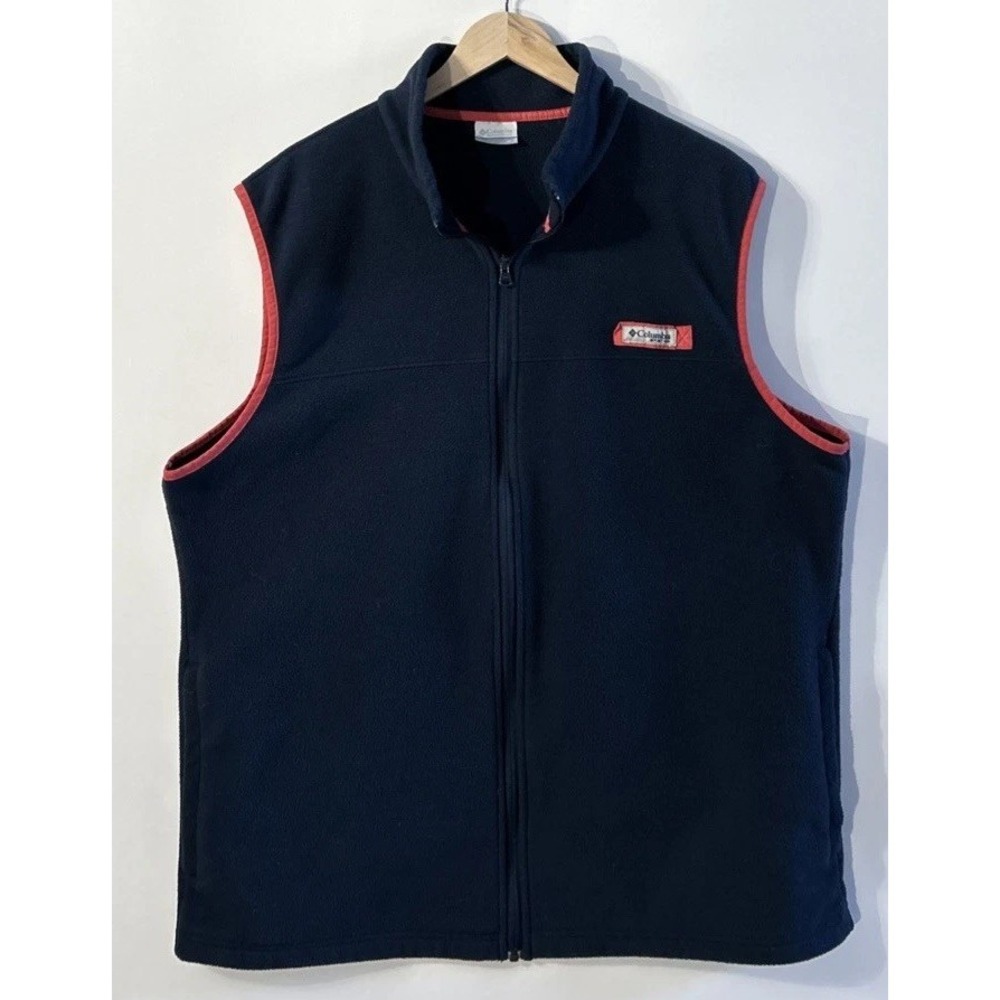 Columbia Men's PFG Harborside Fleece Vest XL Blue Full Zip Outdoor Fishing Hike